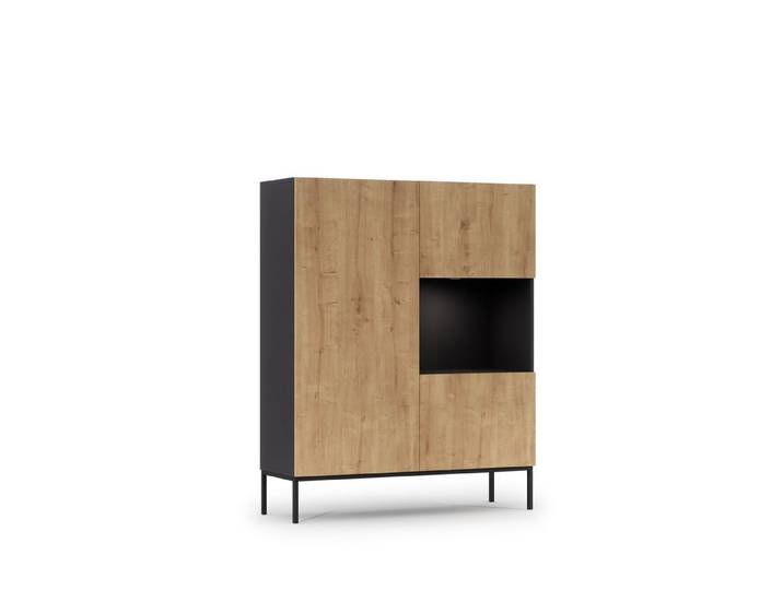 MOEBLO Vitrine Katia (Schrank Holzvitrine Einlegeböden Dekoration)