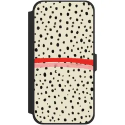 Nivocase Klapphülle für Apple iPhone 13 Pro Max Handyhülle aus Kunst Leder NIVOflip schwarz Kunst Punkte (Apple iPhone 13 Pro Max), Smartphone Hülle, Schwarz