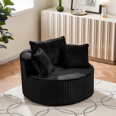 Loedds Swivel Accent Chair with Pillows, Upholstery, Rounded Arms, Cushion Back and Single Seat Cushion