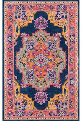 Momeni Ibiza Hand-tufted Traditional Medallion Wool Area Rug.