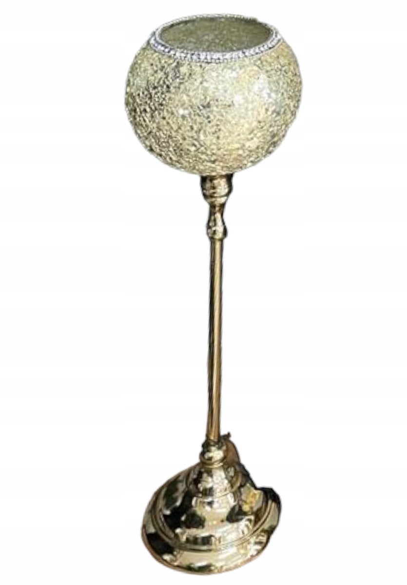 Gouden Glazen Kandelaar met Zirkonia voor Taperkaarsen - Decoratief