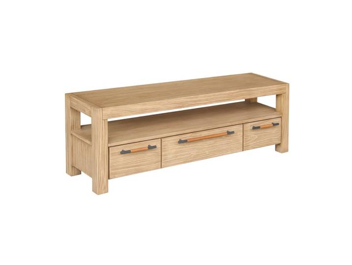 Meuble tv style contemporain avec tiroirs en bois massif marron