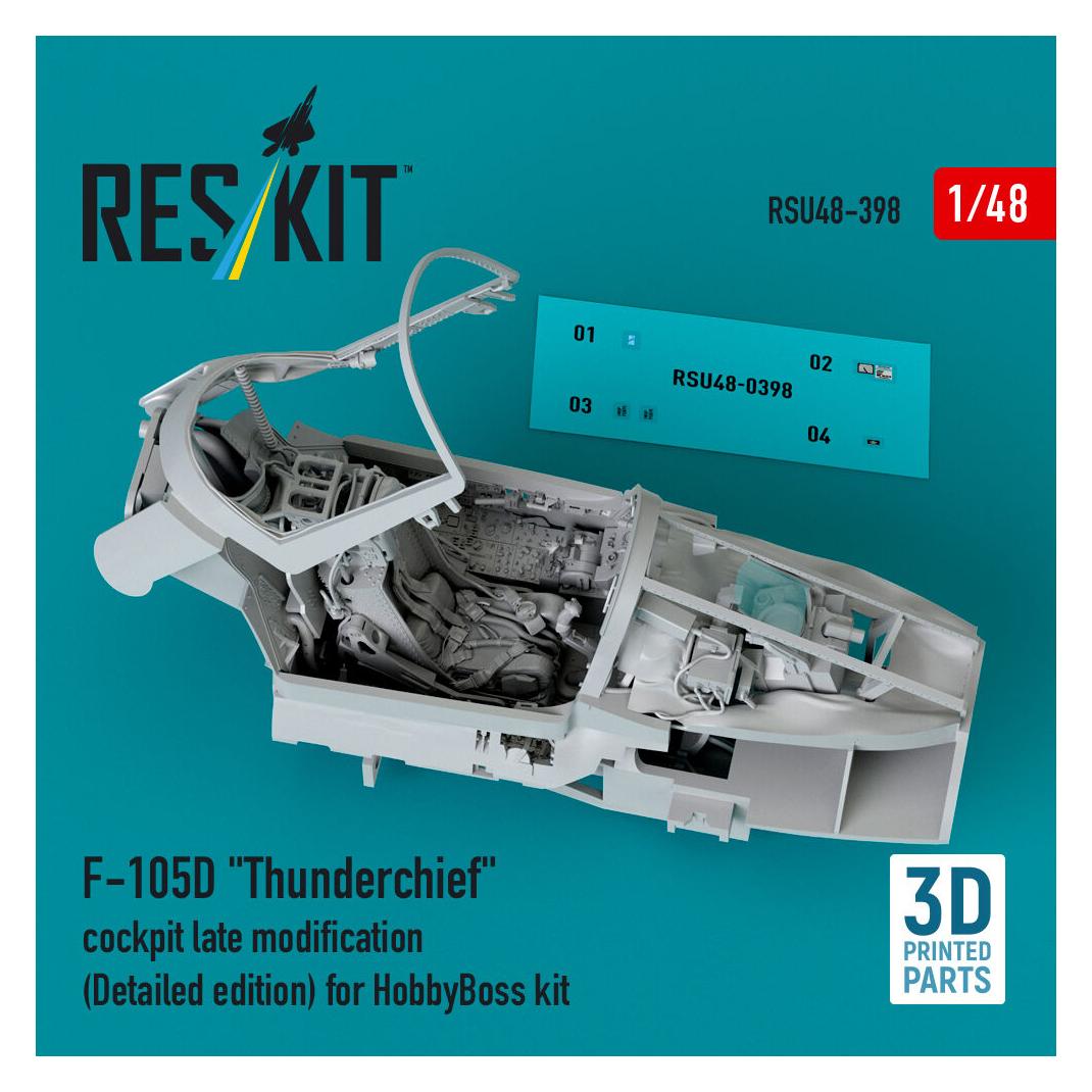 ResKit F-105D Thunderchief cockpit late modification (Detailed edition) for HobbyBoss kit (3D Printed) (RSU48-0398)