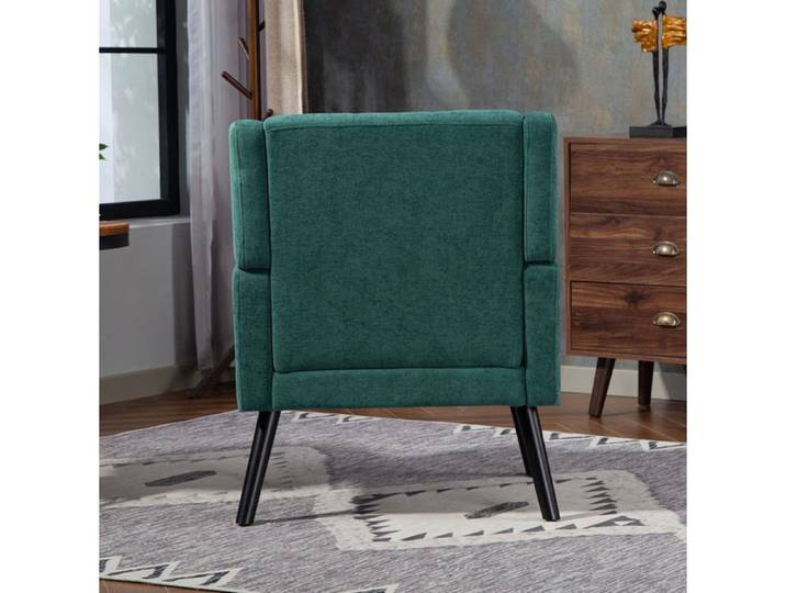 Fauteuil vintage AESVAR en tissu vert rétro capitonné bois massif 1 place 130 kg montage facile