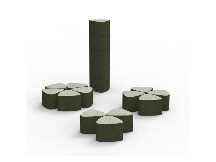 Pouf modulable Flower tissu non feu M1 - Vert
