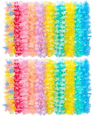 Garvee 150Pcs Hawaiian Leis Bulk, Gradient & Solid Flower Leis, Tropical Luau Party Decorations, Pool Party
