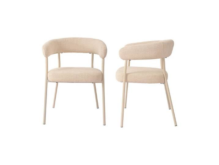 en.casa Esszimmerstuhl (Set, 2 St), »Huk« gepolstert Metallbeine Beige