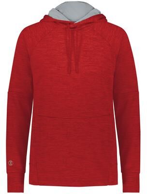 Holloway 223780 Women's All-Pro Performance Fleece Hoodie in Scarlet Heather/Silver size Large   Polyester