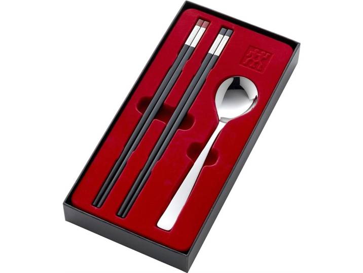 Essstäbchen-Set Zwilling schwarz/silber 18/10 Edelstahl 5 Stk
