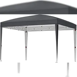 UAC Pavillon Garten-Pavillon 3x3x2.55 m, UV- und wasserbeständig, Pop-up, Faltpavillon, mit Tasche, Camping, Markt, Partys, dunkelgrau