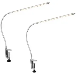 LED Klemmleuchte Tischleuchte Schreibtischlampe verstellbar Tischlampe silber, Metall, 1x LED warmweiß, BxH 38x60 cm, 2er Set