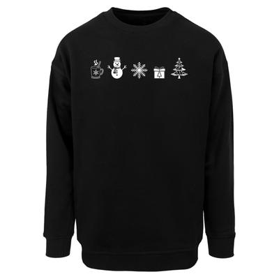 Sweater MERCHCODE "Merchcode Christmas Elements Crewneck", Herren, Gr. XXL, schwarz, 65% Baumwolle, 35% Polyester, bedruckt, Rundhals, Sweatshirts Sweater