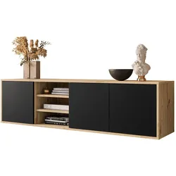 TV-SCHRANK SANAYI Hängend mit Regalen Eiche Artisan/Schwarz