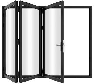 "KaMic 108""×96"" 3 Panels Aluminum Folding Door In Black,Folded Out From Right To Left Model #:FD3PBK10896-RL"