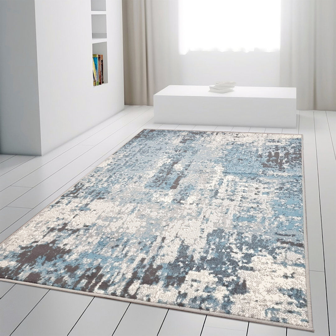 Rio Adalinn Rectangle Abstract Area Rug Grey/Blue Rectangle 160 x 225cm