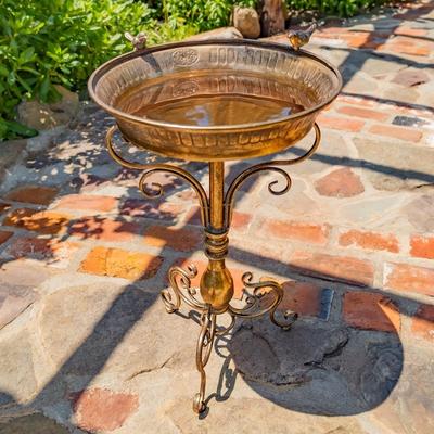 Zaer Ltd "25.4"" Tall Birdbath-Feeder with Ornate Stand"