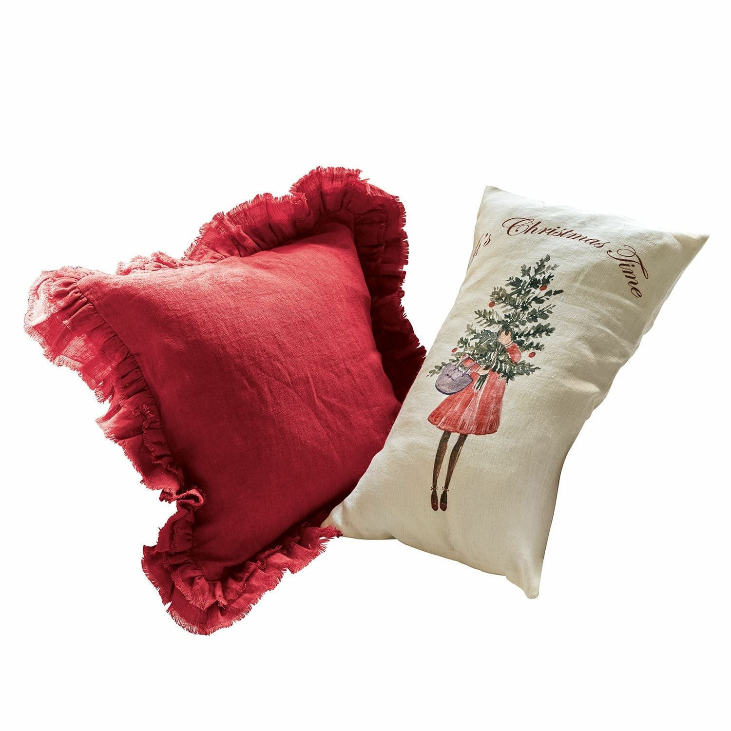 Loberon Kussenhoes set van 2 Christmas Time wit/rood