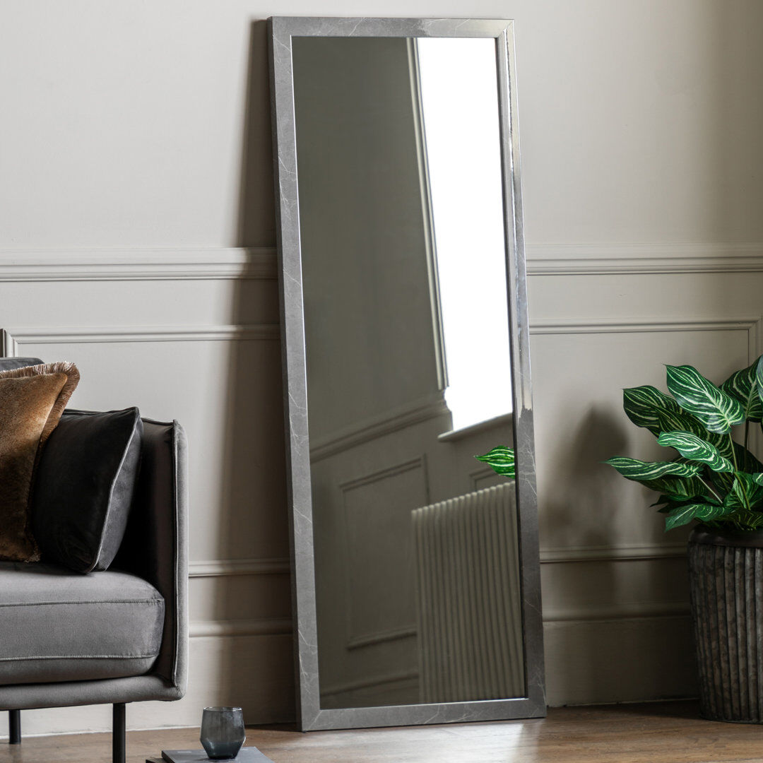 Metro Deanette Rectangle Wall Overmantel Mirror Grey 157 cm H x 57 cm W