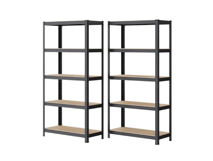 JOYFURNOS Étagères à 5 Niveaux Lot de 2, Étagère en Acier pour Rangement, pour Garage, Abri, Gris