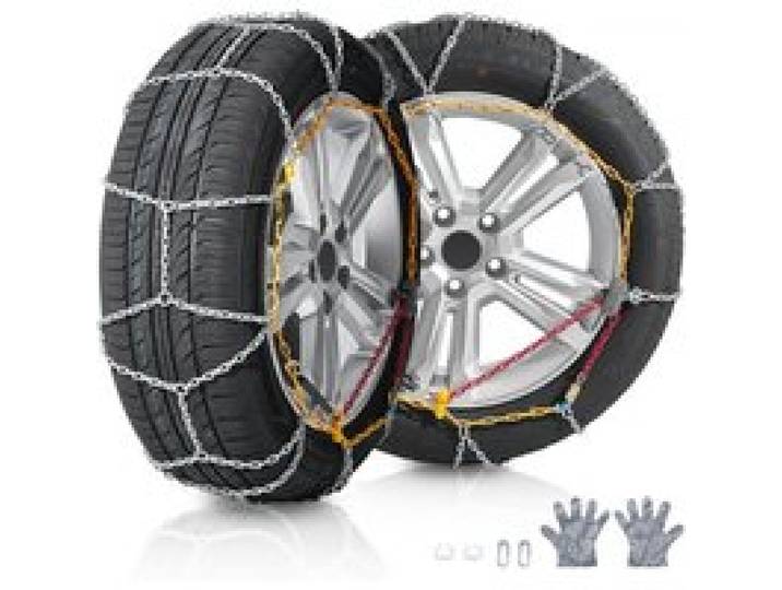 VEVOR Chaînes à Neige 2 Pièces, Chaînes de Pneus Antidérapantes, en Acier Allié au Manganèse, Accessoires d’Urgence pour Conduite Sécuritaire, Voitures, Camionnettes, SUV et Camions, Argentées