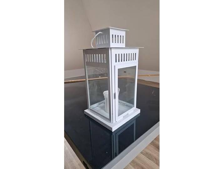 Ikea Lanterne borrby en acier blanc pour bougie bloc\, utilisation intérieure et extérieure\, 3\,4 x 1\,8 x 1\,8 m