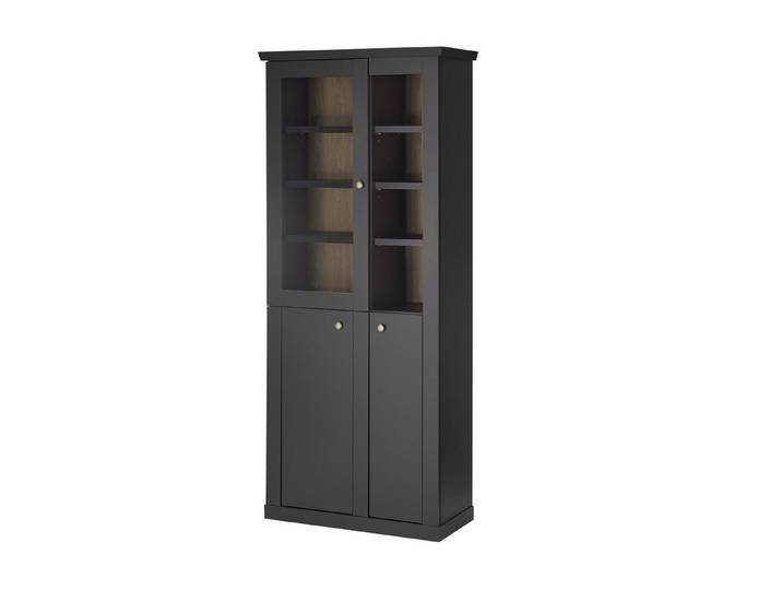Möbel Stellbrink Vitrine Große Vitrine Lincoln - Schwarz matt - 3-türig
