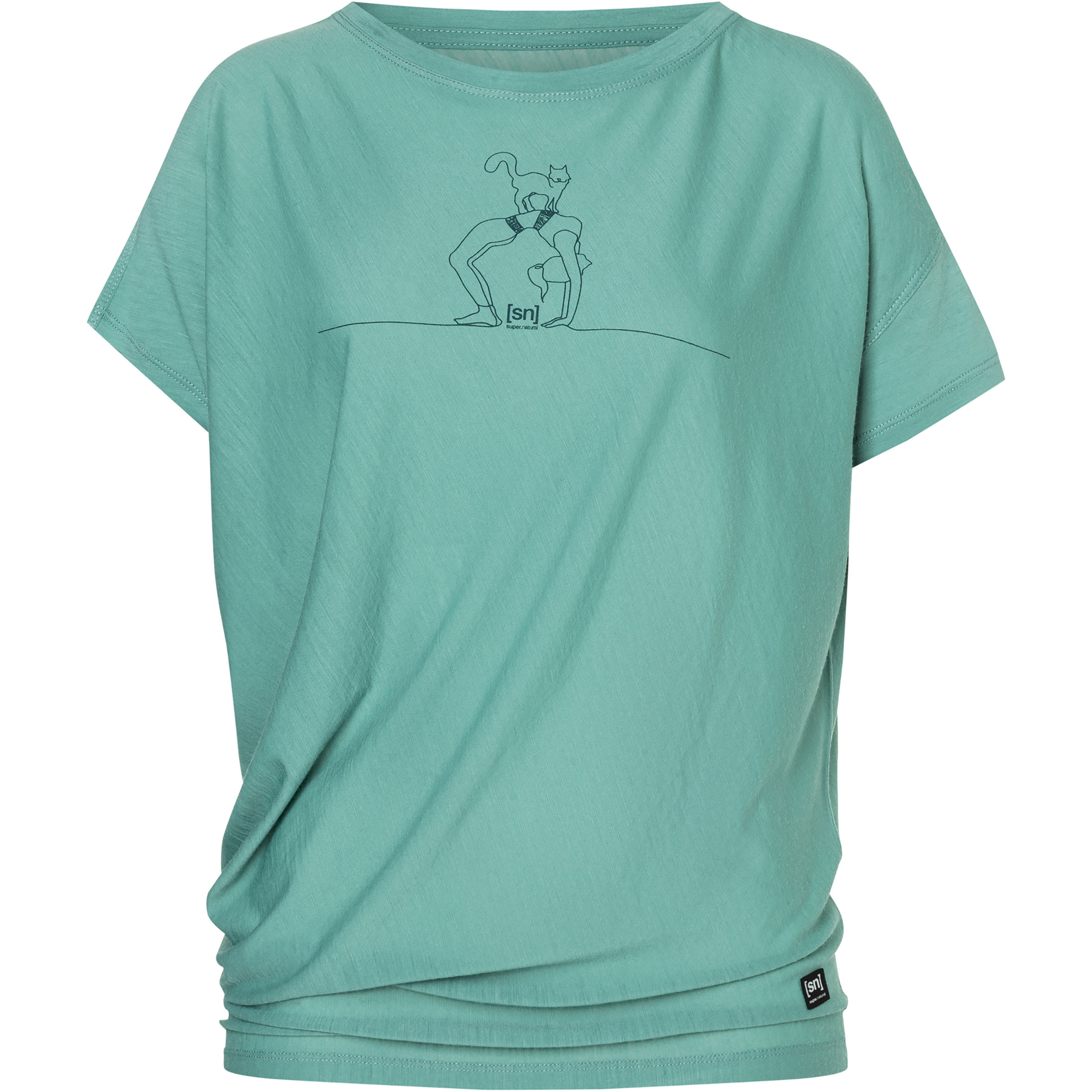 Super.Natural Cat Yoga Loose Damen T-Shirts tuerkis Größe L Lifestyle | Yoga Hautfreundlich Merinowolle
