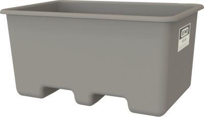 Rechteckbehälter Cemo, glasfaserverstärkter Kunststoff (GFK), grau, L 1190 x B 790 x H 600 mm, 400 l, mit Staplertaschen