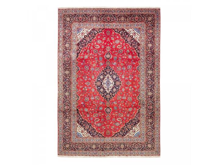 Tapis D'Orient\, 283 X 413 Cm\, Motif Oriental\, Rouge\, Bleu Et Crème\, Noué Main En Pure Laine\, Authenticité Artisanale