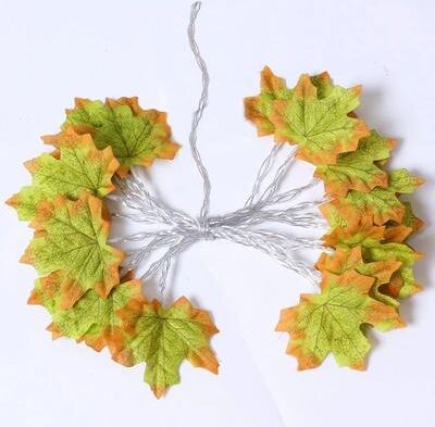 Inspired Finds Autumn Maple Leaf LED Garland String Lights green Orange 19.69 Ft 40 Led Usb