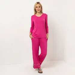 VIA MILANO Lingerie Pyjama-Set Shirt, 3/4-Arm Hose, 7/8-Länge
