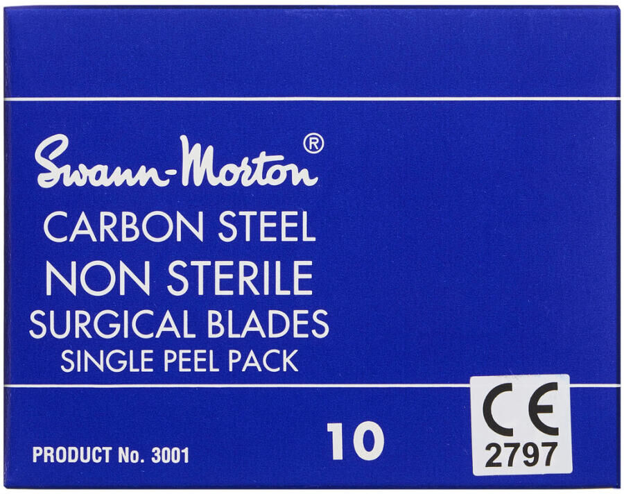 Sabre Carbon Steel Skalpelblad H 3 type 10 Usteril Medicinsk udstyr 100 stk