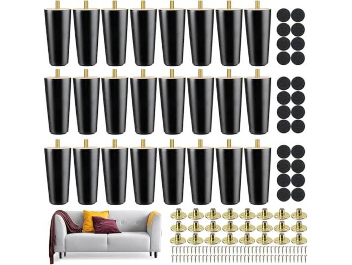 Qvorlth 10,2 cm Massivholz-Möbelbeine für Stuhl, Kommode, Sofa, Tisch Stabile 10,2 cm Massivholzbeine, vorgebohrte Schrauben, einfaches DIY-Upgrade für Stühle, Sofas, Schränke.