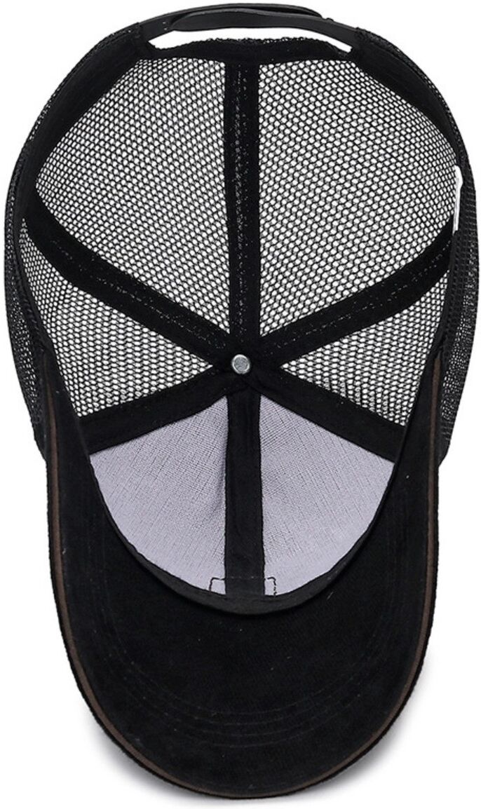 INF Atmungsaktive Polyester-Baseballkappe – Verstellbar, Mesh-Rücken, Gebogener Schirm für Sonnenschutz Schwarz