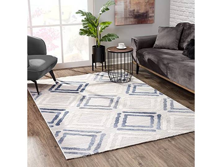 SANAT Evra Teppich für das Wohnzimmer - Kurzfloriger Teppich mit modernem Design - Geeignet für Wohnzimmer, Flur, Korridor, Esszimmer, Schlafzimmer, Küche und Kinderzimmer - Kubisch Grau, 200 x 280 cm