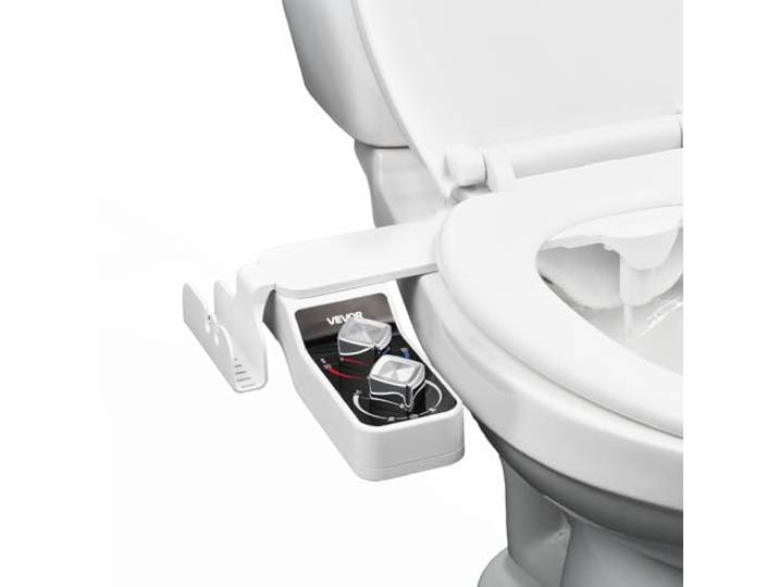 VEVOR Pulvérisateur Bidet Non Électrique\, Accessoire pour Bidet Toilette Ultra Fin de 7 mm\, Pression d'Eau Réglable\, Doubles Buses Rétractables\, Eau Chaude et Froide\, pour Lavage Arrière et Féminin
