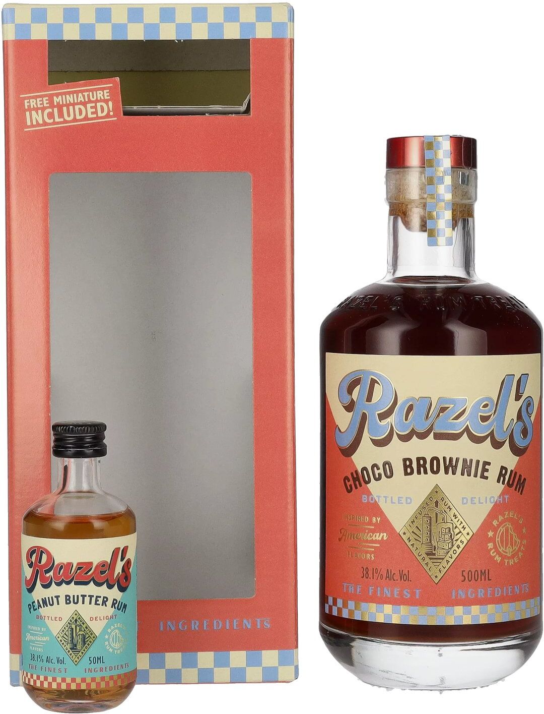Razel’s Rum Treats Razel's Choco Brownie Spirit Drink 38,1% Vol. 0,5l in Geschenkbox mit Miniatur 0,05l