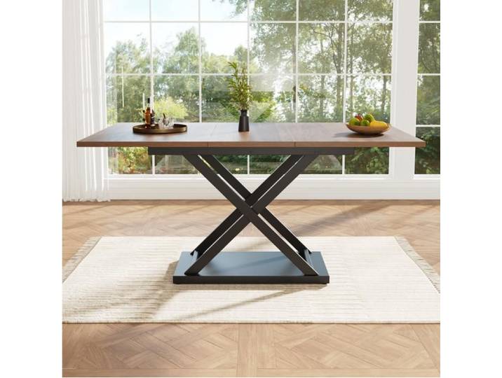 Table à manger table télescopique (120-160×80cm) table à manger extensible table de cuisine peu encombrante table à manger Noyer