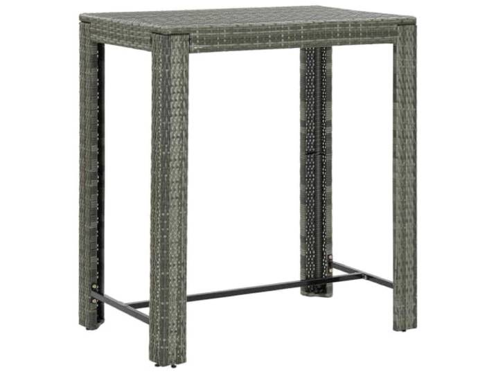 Tmriohed Garten Bartisch Grau 100x60,5x110,5 cm Poly Rattan Stehtisch Kompakter Bistro Stehtisch für Balkon, Terrasse und Hinterhof. Stabile Tischplatte für Getränke und Snacks.