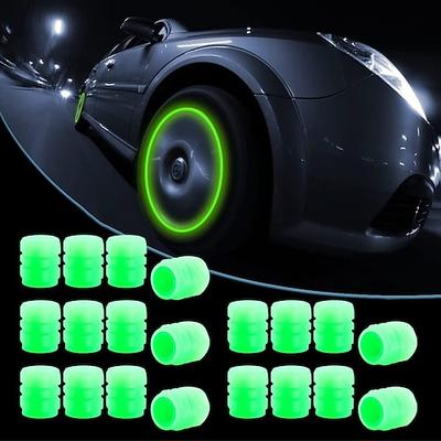 16 Stück fluoreszierende Reifenventilschaftkappen, Autorad-Luftventilabdeckungen, leuchtendes Auto-Außenzubehör, kühles Nachtlicht für Auto, Fahrrad, Motorrad, SUV, LKW und Fahrrad