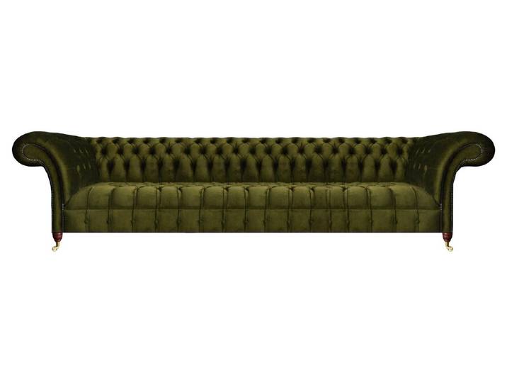 Xlmoebel Big-Sofa Luxuriöses grünes Chesterfield-Sofa aus hochwertigem Stoff, 4-Sitzer, Hergestellt in Europa