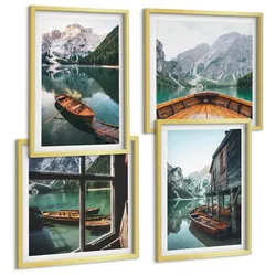 BILDER SET 4er Set - 50x50 cm & 40x60 cm Goldrahmen - Haus am Bergsee Łódź