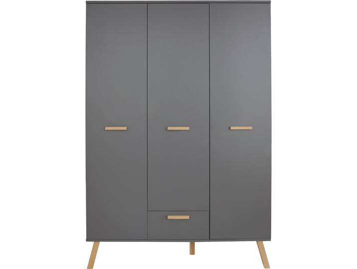 Kleiderschrank TRENDTEAM Mats , grau, B:130cm H:190cm T:60cm, FSC-zertifizierter Holzwerkstoff, Schränke, Kleiderschrank, 3 türig