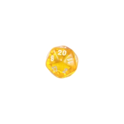 Halmakegel.com 20-seitiger Würfel - Ikosaeder - W20 - transparent - gelb 269390