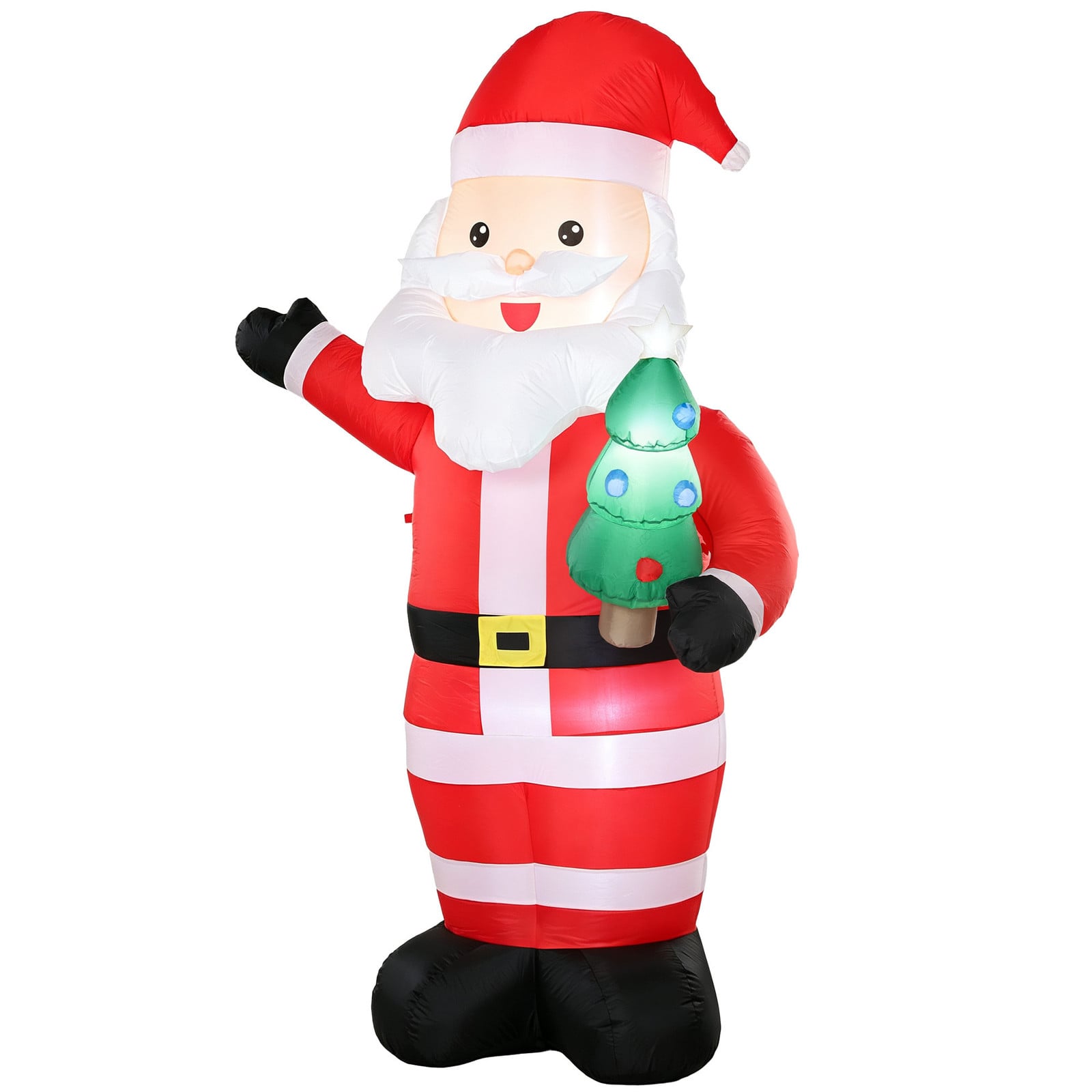 Outsunny Opblaasbare Kerstman met heldere LED-verlichting, Kerstdecoratie voor binnen en buiten, Rood, 243 cm