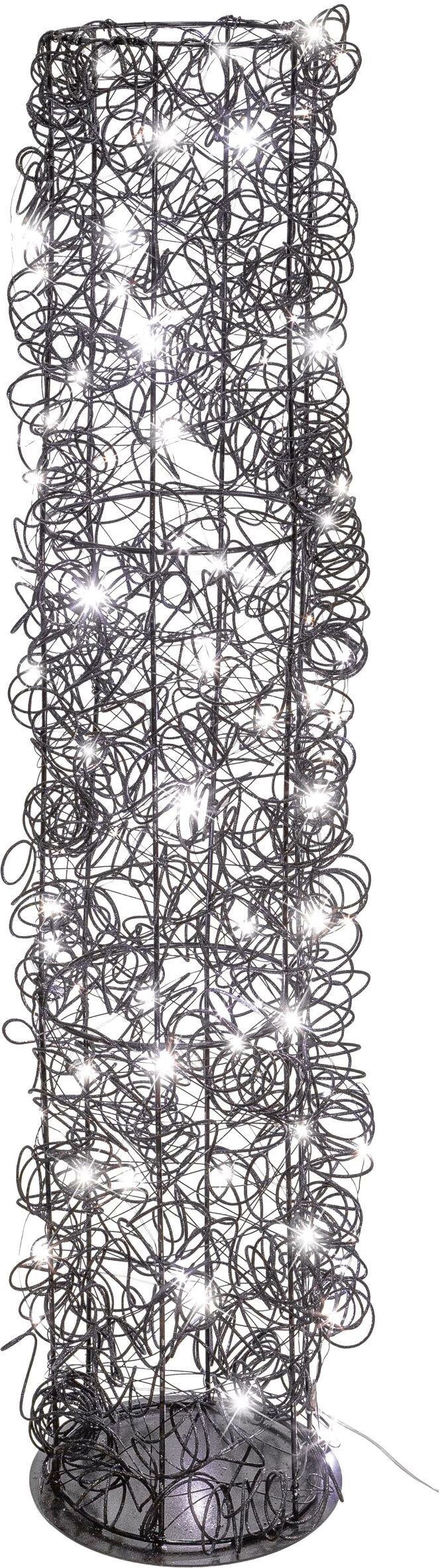 Dekoobjekt CREATIV LIGHT "Metalldraht-Tower", schwarz, H:120cm, Dekofiguren, Dekoobjekt, Zylinder aus Draht, mit Timerfunktion, USB Kabel schwarz B/H/T: 120cm
