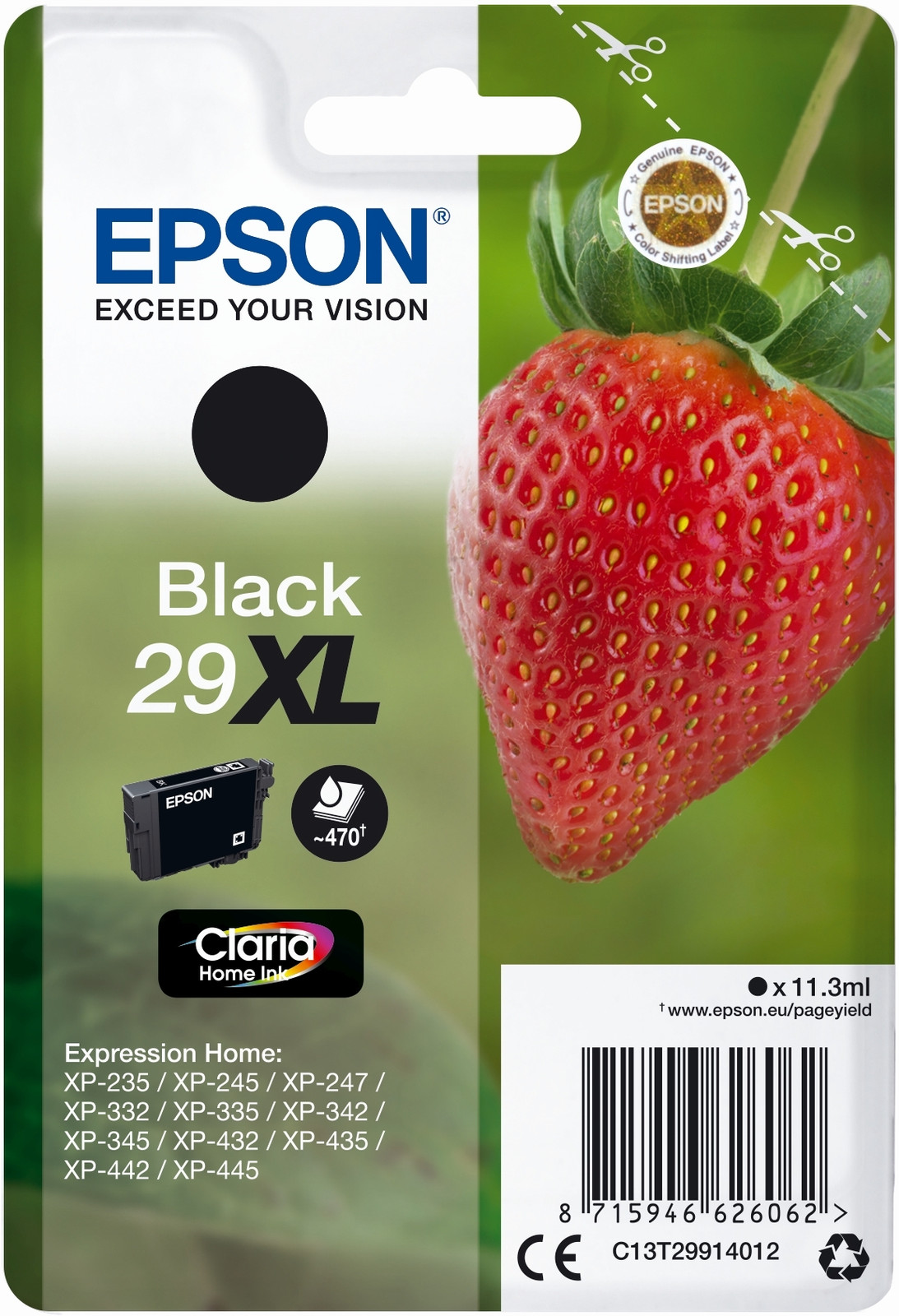 Epson 29XL Claria Home zwarte inktcartridge voor XP-235, XP-332, XP-335, XP-432 en XP-435, 11,3 ml