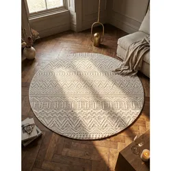 Flachgewebe-Teppich Ethno Creme 120x120 cm Ethno-Streifen