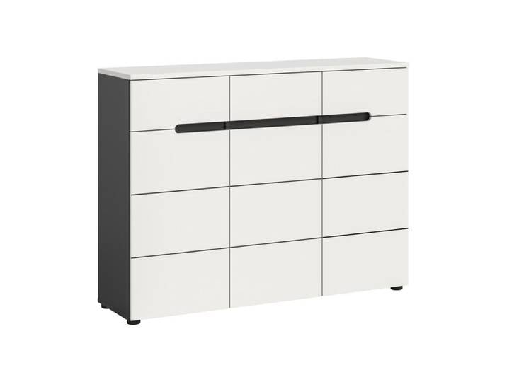 [en.casa] Canu armoire à chaussures 120 x 37 x 94 cm gris basalte et blanc
