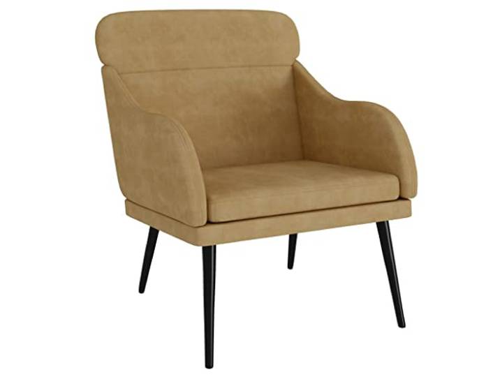 Heofavd Sessel Braun Samt Relaxsessel Metallgestell 63x76x80 cm